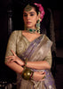“Exclusive Offer” : Aster Purple Woven Banarasi Satin Silk Saree