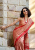 Coral Peach Woven Cotton Linen Saree