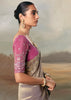 Mauve Tissue Embroidered Wedding Wear Saree