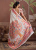 Premium White Woven Cotton Kashmiri Jamewar Saree
