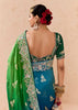 Green and Blue Heavy Embroidered Designer Silk Saree