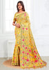 Vibrant Yellow Woven Linen Cotton Silk Saree
