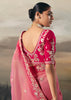 Shades Of Pink Tissue Embroidered Wedding Wear Saree