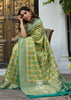 Phalgun : Rangkaat Khaddi Georgette Handloom Banarasi Saree In Shades Of Green