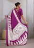 Dahlia Purple Printed Satin Silk Saree