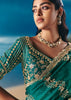 Emerald Green Satin Organza Embroidered Saree