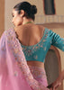 Light Pink Embroidered Designer Silk Saree