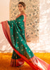 Peacock Bloom: Banarasi Meenakari Saree in the shade of Emerald Green