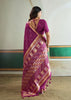 Dahlia Purple Woven Tussar Silk Saree