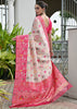 White & Pink Woven Banarasi Patola Silk Saree