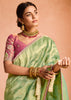 Grass Green Woven Banarasi Designer Tissue Silk Saree With Embroidered Blouse