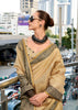 Safari Beige Woven Linen Tissue Silk Saree