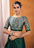 Jungle Green Satin Silk Saree with Ajrakh Printed Pallu and Blouse