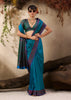 Coral Blue Woven Kanjivaram Silk Saree