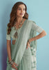 Haze Blue Woven Linen Silk Saree
