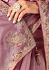 Elegant Mauve Embroidered Designer Silk Saree