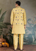 Sunlight Yellow Embroidered Stitched Kurta Set With Jacket