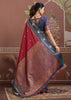 Maroon Red Woven Tussar Silk Saree