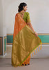 Bright Orange Woven Tussar Silk Saree