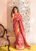 Leela: Double Ikat Patan Patola Saree In The Shades Of Red And Gold (7146435772609)