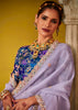 Lavender Purple Woven Embroidered Chiffon Saree