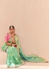 Ombre Green Heavy Embroidered Designer Silk Saree