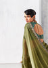 Olive Green Embroidered Designer Silk Saree