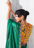Alpine Green Embroidered Designer Silk Saree