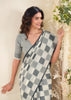 Off White Woven Linen Silk Saree