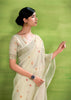 Off White Woven Linen Silk Saree