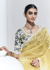 Delight Yellow Designer Organza Tissue Silk Saree With Printed Blouse