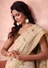 Cream Beige Woven Cotton Silk Saree