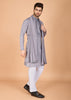 Dove Grey Sequence Kurta Set with Dupatta