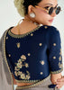 Midnight Blue Ombre Banarasi Tissue Saree