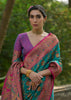 Teal Green Woven Kashmiri Jamewar Silk Saree