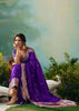 Purple Woven Embroidered Banarasi Silk Saree