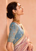 Soft Pink Woven Banarasi Designer Tissue Silk Saree With Embroidered Blouse