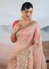 Peach Pink Woven Tissue Silk Saree