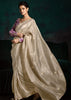 Silver Grey Designer Tissue Silk Saree With Printed Blouse