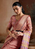 Peach Pink Woven Banarasi Silk Saree
