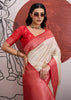 Red Border Ivory Woven Banarasi Silk Saree