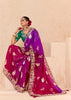 Magenta Purple Heavy Embroidered Designer Silk Saree