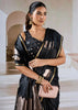 Jet Black Banarasi Satin Silk Saree