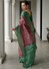 Earthy Brown & Green Printed Tussar SIlk Saree