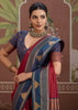 Maroon Red Woven Tussar Silk Saree