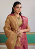 Mauve Pink Woven Tussar Silk Saree