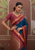 Nautical Blue Woven Banarasi Tussar Silk Saree