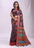 Midnight Blue Woven Linen Cotton Saree