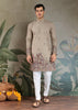 Slate Grey Sequence Embroidered Cotton Kurta With Dupatta