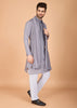 Dove Grey Sequence Kurta Set with Dupatta